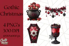 Gothic Christmas Clipart Dark Holiday PNG, Dark Christmas Product Image 1