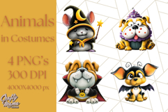 Halloween Animals in Costumes Clipart PNG, Cute Pets Art Product Image 1