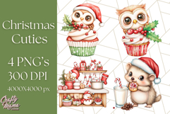 Christmas Baking Critters PNG Clipart, Cute Animals Holiday Product Image 1