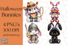 Halloween Bunny Clipart, Cute Bunnies in Costumes PNG Product Image 1