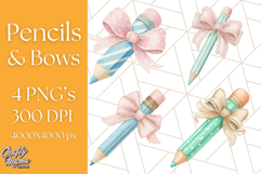 Chubby Pencil With Bows PNG Clipart, Cute School Supply Png Product Image 1