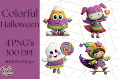 Colorful Halloween Clipart PNG, Cute Kids & Candy Clip Art Product Image 1