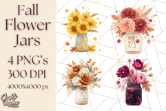 Fall Mason Jar Flowers PNG Clipart Product Image 1