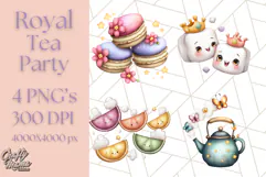 Princess Tea Party PNG Clipart with Teacups & Fancy Treats Product Image 1