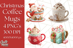Christmas Coffee Mugs Clipart PNG Festive Cups Product Image 1
