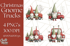 Vintage Truck Christmas Gnomes Clipart PNG, Cute Gnome Png Product Image 1