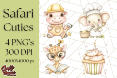 Safari Baby Animal Clipart PNG, Jungle Outfits Baby Animals Product Image 1