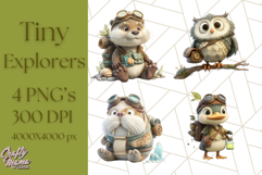 Tiny Explorers Clipart PNG, Animal Adventure PNG Product Image 1