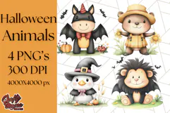 Halloween Animal Costumes PNG, Cute Spooky Animals Clipart Product Image 1