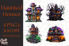 Haunted Houses Clipart PNG, Spooky Halloween Homes Product Image 1