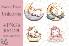 Cute Dessert Unicorn PNG Clipart with Cupcakes &amp; Candies Product Image 1