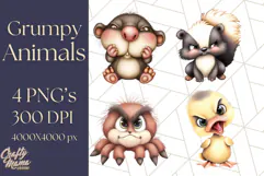 Adorable Angry Animals Clipart PNG, Cute Moody Faces Png Product Image 1