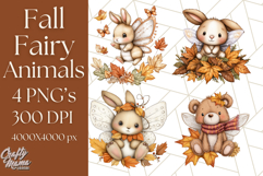 Fall Fairy Animal Clipart PNG, Woodland Creatures With Wings Product Image 1