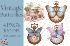 Vintage Butterfly PNG Clipart, Fairytale Cottagecore Images Product Image 1