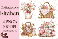 Cottagecore Kitchen Clipart, Vintage Country Floral Kitchen Product Image 1