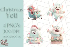 Kawaii Christmas Yeti PNG Clipart, Cute Bigfoot Holiday Art Product Image 1