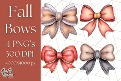 Fall Bow Clipart, Autumn Hair Bows PNG, Fall Ribbon Png Product Image 1