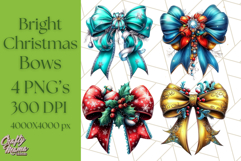 Bright Shiny Christmas Bows PNG Clipart, Winter Holiday Png Product Image 1