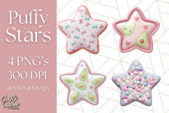 Cute Puffy Star Clipart PNG, 3D Glossy Pastel Stars Clip Art Product Image 1
