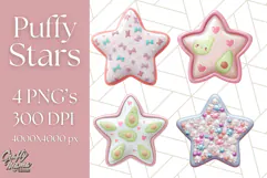 Cute Puffy Star Clipart PNG, 3D Glossy Pastel Stars Clip Art Product Image 1
