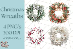 Christmas Wreath Clipart, Holiday Greenery PNG Illustrations Product Image 1