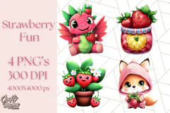 Strawberry Fruit PNG Clipart, Adorable Kawaii Characters Png Product Image 1