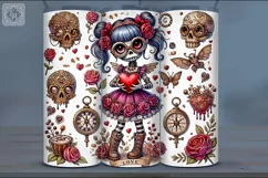 4 Zombie Doll. Valentines Tumbler Wrap Sublimations, 20 oz Product Image 2