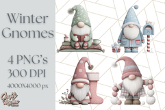 Cozy Winter Gnome Clipart PNG, Christmas Gnome Clip Art Product Image 1