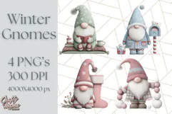 Cozy Winter Gnome Clipart PNG, Christmas Gnome Clip Art Product Image 1