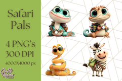 Cute Safari Animal Clipart with Jungle Accessories Png Product Image 1