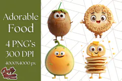 Cute Food PNG Clipart, 3D Adorable Kawaii Characters Png Product Image 1