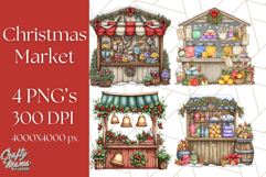 Cozy Christmas Market Stall Clipart PNG, Holiday Art Png Product Image 1