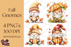 Fall Gnome PNG Clipart, Cute Autumn Gnomes with Pumpkins Product Image 1