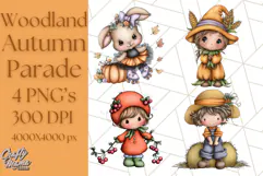 Woodland Autumn Parade Clipart PNG Fall Animals Product Image 1