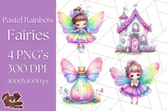 Pastel Fairy Clip Art PNG With Glitter, Rainbow Fairy Png Product Image 1