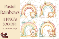 Pastel Plushie Rainbow Clipart PNG, Nursery Baby Animals Png Product Image 1