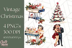 Vintage Glamorous Christmas Party Clipart PNG, Holiday Png Product Image 1