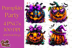 Pumpkin Party Halloween Clipart PNG, Cute Spooky Elements Product Image 1