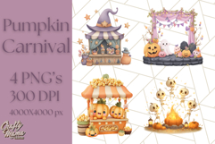 Creepy Carnival Halloween Clipart PNG with Hayride Art Product Image 1