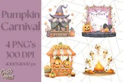 Creepy Carnival Halloween Clipart PNG with Hayride Art Product Image 1