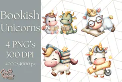 Magical Bookish Unicorn PNG Clipart Reading Books & Stories Product Image 1