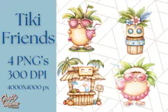 Tropical Tiki Friends PNG Clipart, Cute Summer Art Product Image 1