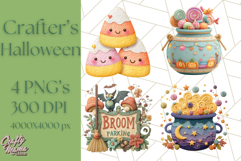 Kawaii Halloween Clipart Cute Kids and Candy Elements Png Product Image 1