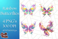 Colorful Butterfly Clipart PNG Clipart, Rainbow Butterfly Product Image 1