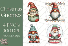 Christmas Gnome Clipart, Holiday Gnomes PNG Illustrations Product Image 1