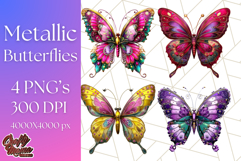 Metallic Butterfly Clipart PNG Clipart, Vibrant Butterfly Product Image 1