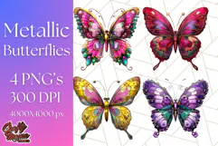 Metallic Butterfly Clipart PNG Clipart, Vibrant Butterfly Product Image 1