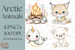 Cute Arctic Animal Clipart PNG, Cute Winter Animals Png Product Image 1