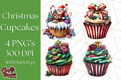 Christmas Cupcake PNG Clipart, Cute Food PNG, Holiday Treat Product Image 1