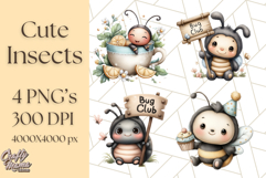 Cute Insects Clipart, Cartoon Bugs, Bug PNG Illustrations Product Image 1